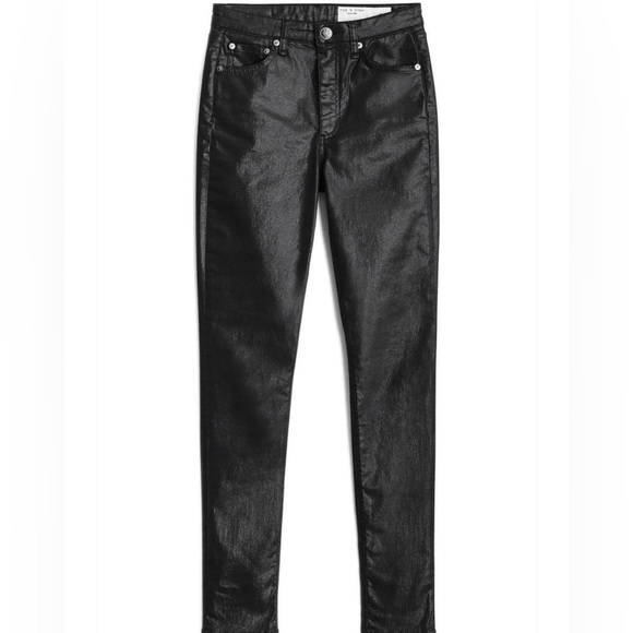 Rag & Bone Nina High Rise Women’s Skinny Jeans In Coated Black​​​​​ - Picture 3 of 15